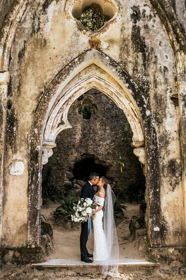 Wedding by ruins in Portugal.
