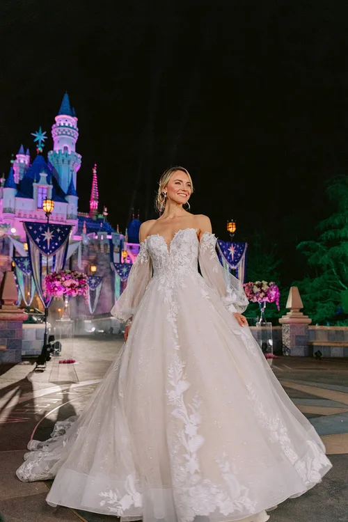 Gorgeous off shoulder Disney princess inspired bridal gown