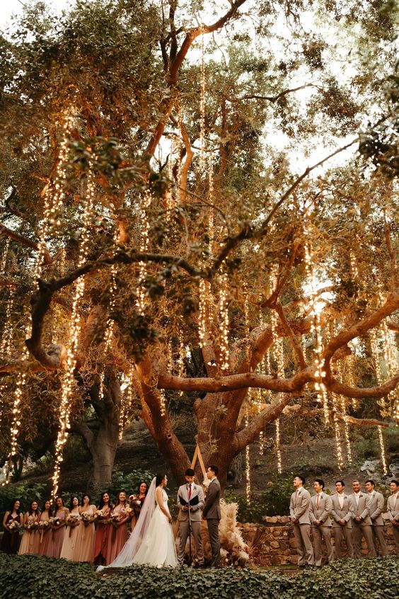 Whimsical wedding surrounded by loved ones and a fairytale-like venue.