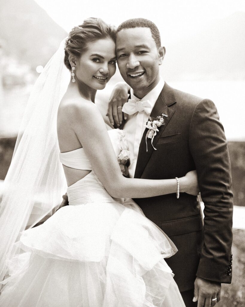 Chrissy Teigan and John Legend wedding photo at their destination wedding at Italy.
