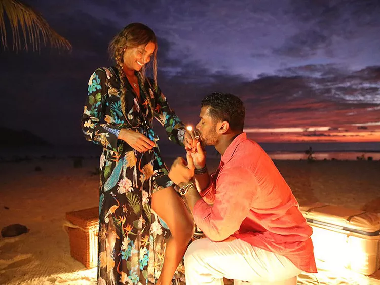 Ciara and Russell Wilson's wedding proposal by the beachside in Seychelles.