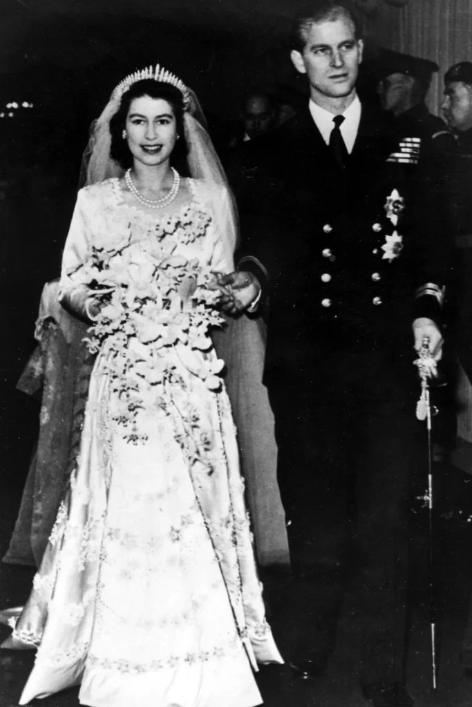 Queen Elizabeth II's stunning and intricately made wedding dress.