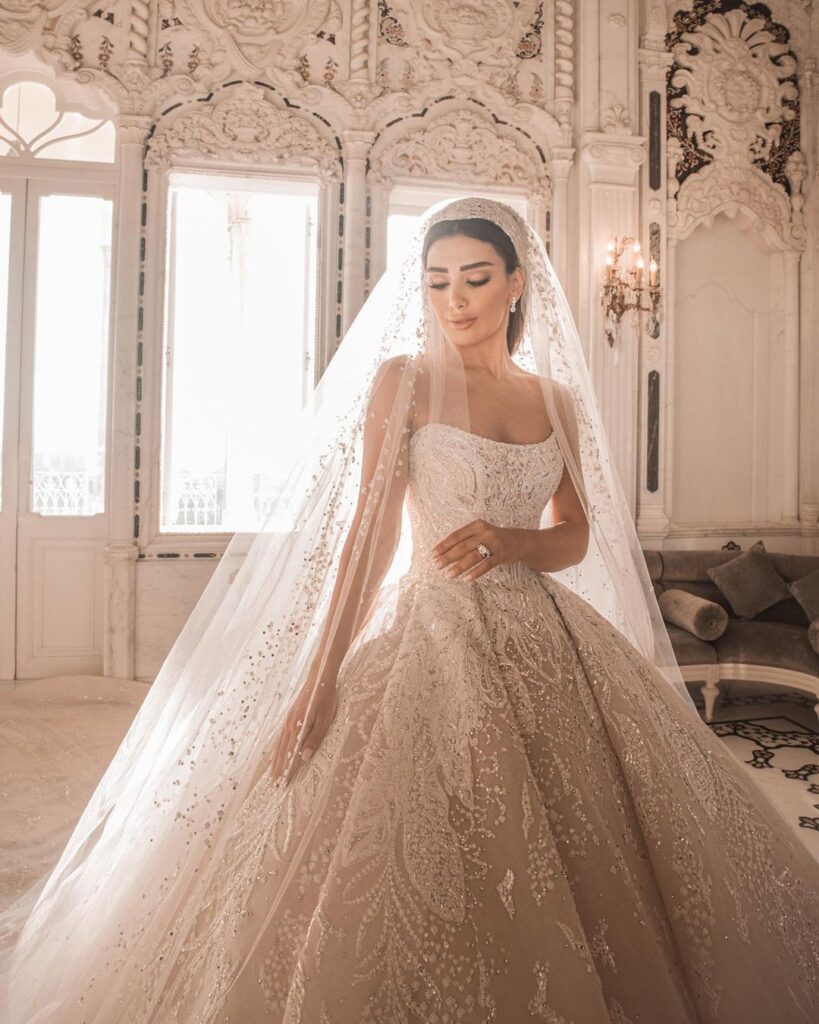 Jessica Azar in this stunning Elie Saab wedding gown.