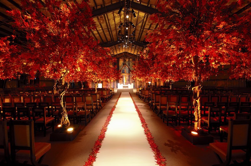 Sunset and fall colors fill this romantic venue with so much warmth and love.