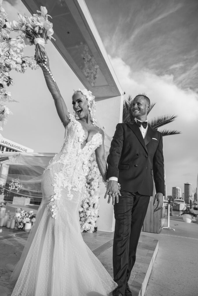 Happily married couple on this destination wedding on the gold coast.
