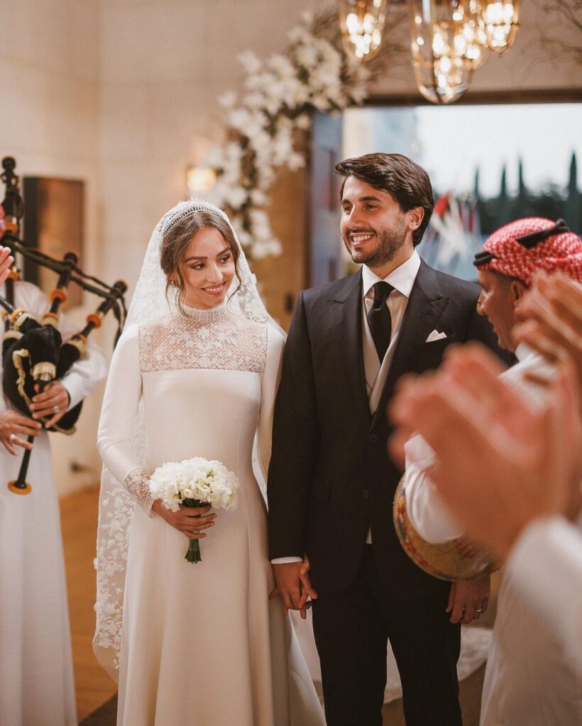 Jameel Alexander Thermiotis with his bride, the Princess of Jordan