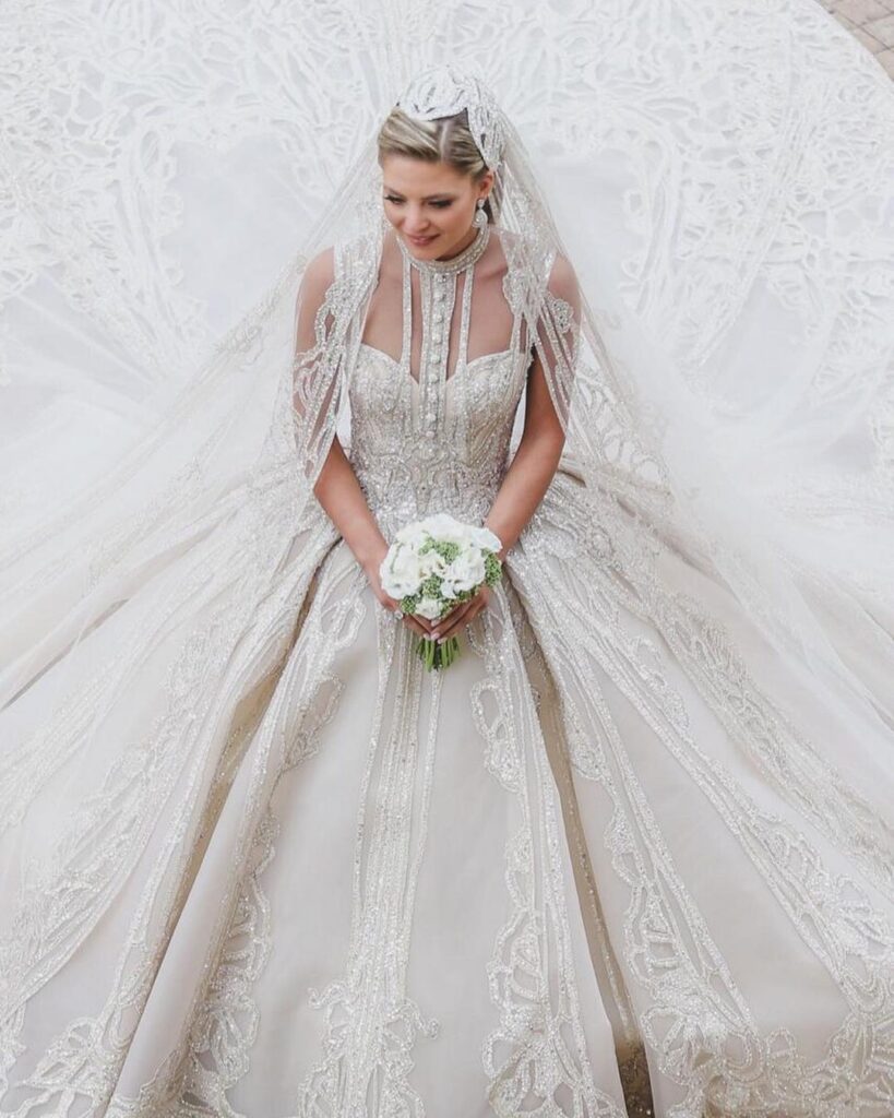 Elie Saab designed the most gorgeous wedding dress for his daughter-in-law.
