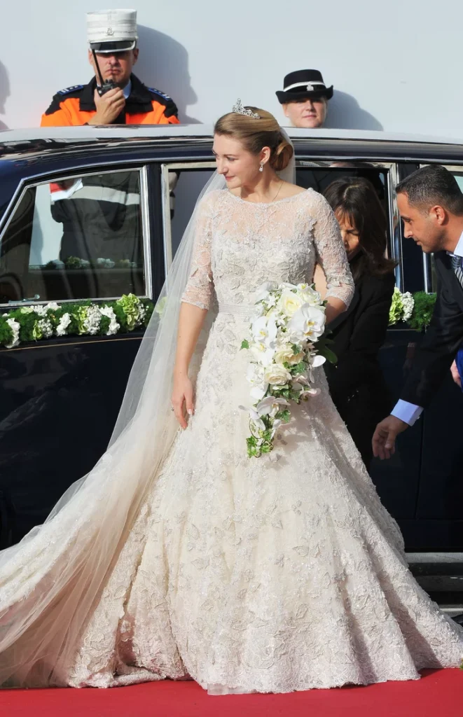 Princess Stéphanie of Luxembourg in a custom-made Elie Saab gown.