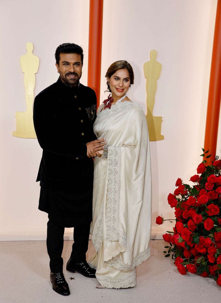 Upasana Konidela turned heads in a champagne-colored saree on the Oscar's red carpet.
