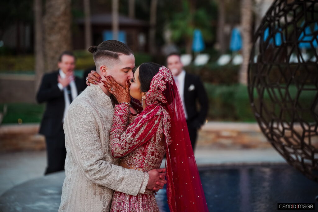 The lovely couple in their beautiful Dubai destination wedding.