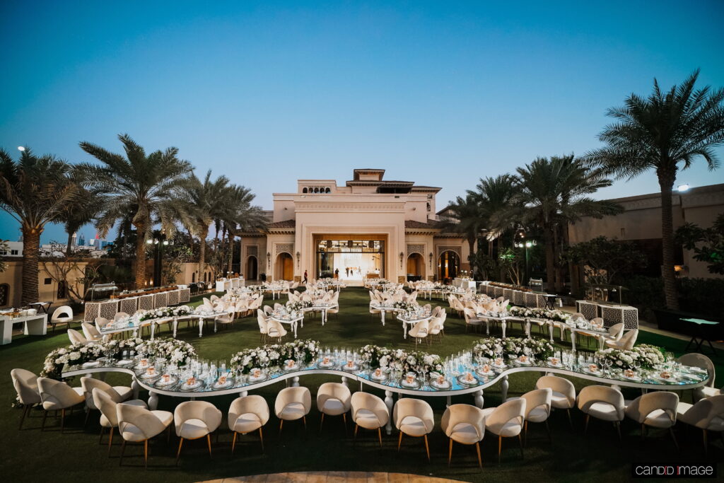 The wedding party set up for this Dubai destination wedding. 