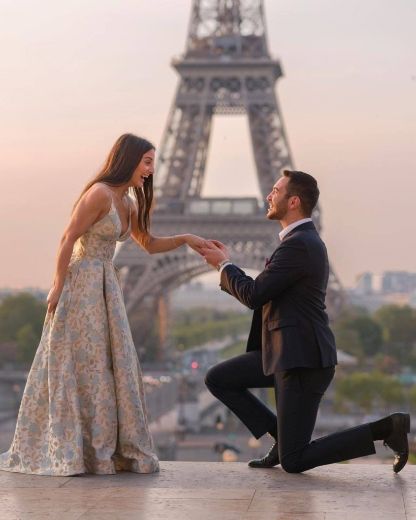 Ultimate surprise wedding proposal with Paris as a backdrop. 