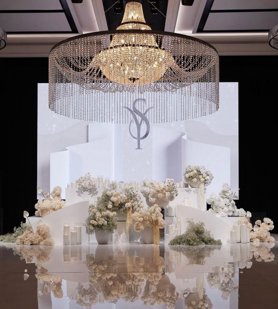 This gorgeous and extravagant wedding party set up.