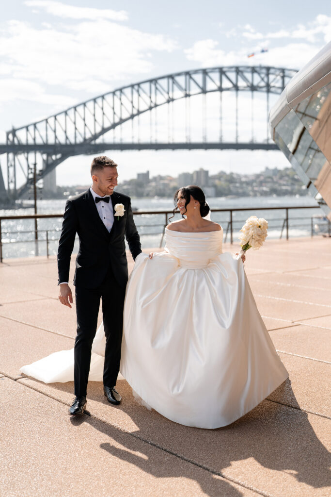 This Bride Wore a Stunning, Minimalist Gown to Her Elegant and Classic Wedding in Sydney