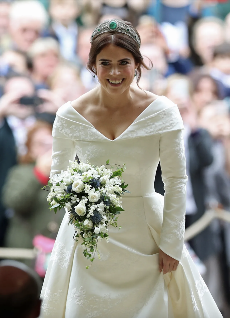 Princess Eugenie and Jack Brooksbank's 5th Anniversary Surprise: Unseen Exclusive Wedding Footage & New Family Portrait Released. Greville Emerald Kokoshnik Tiara