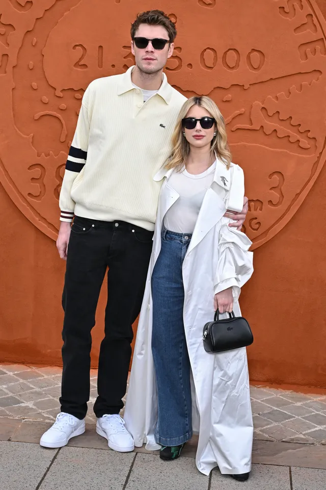 Emma Roberts, engaged to Cody John, at the Paris Fashion Week 2024 Lacoste Runway Show