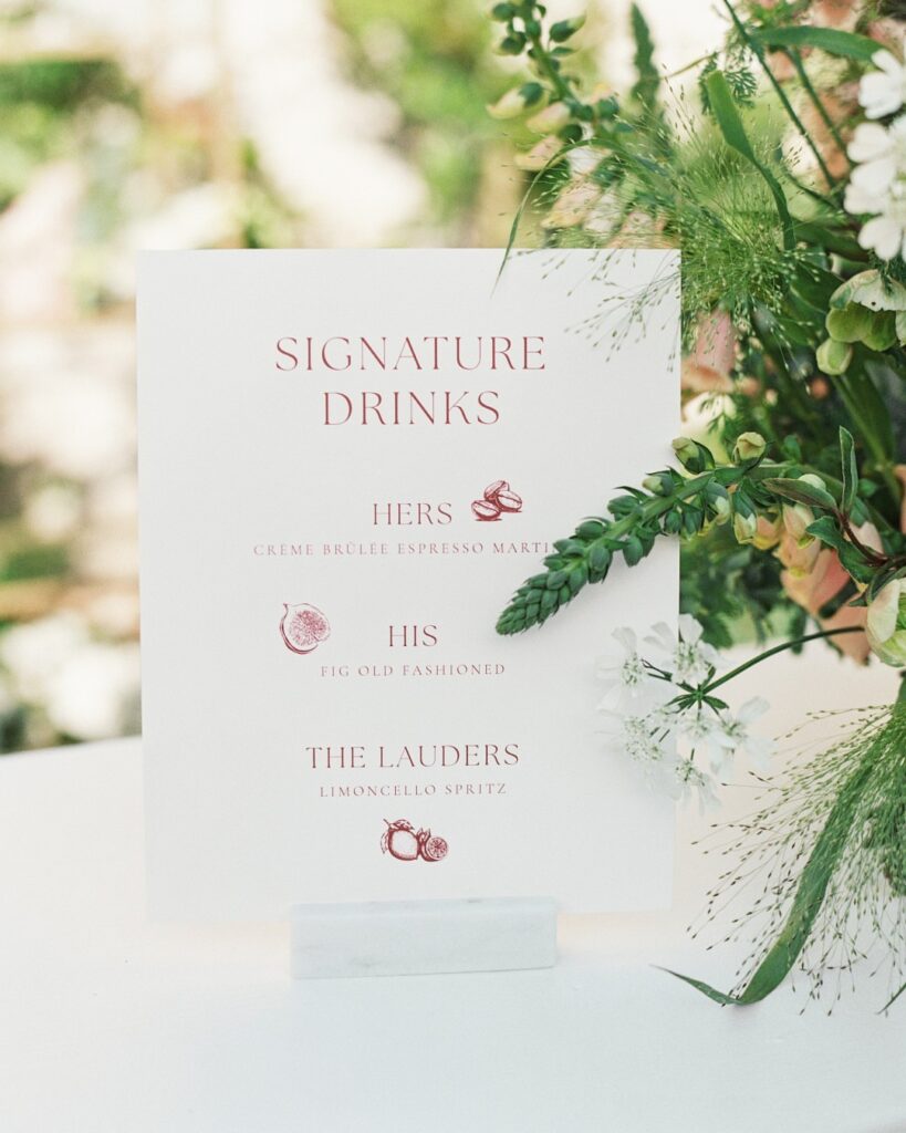 Wedding cocktail activations Signature wedding drinks Wedding reception ideas Engaging wedding ideas Unique wedding experiences Wedding drink stations