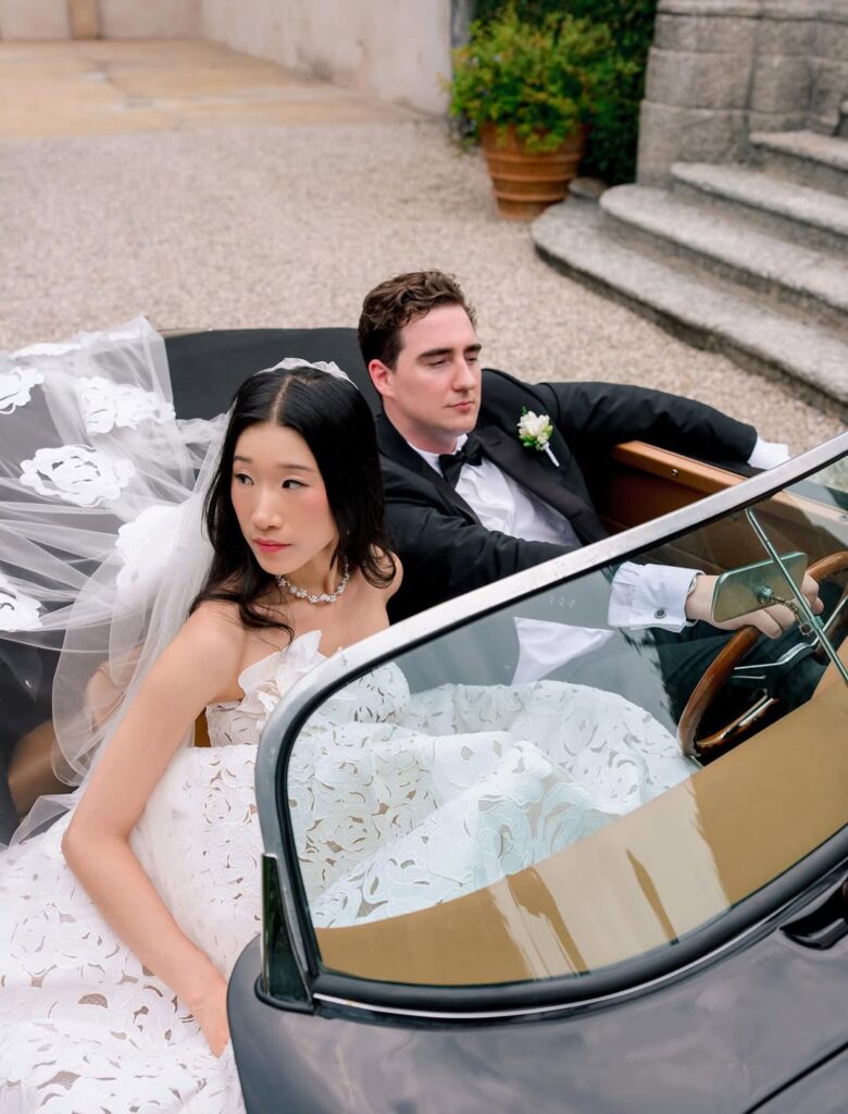 Against All Forecasts, Becca Bloom’s Lake Como Wedding Was Blessed by Clear Skies 6 Becca Bloom and Husband at the wedding