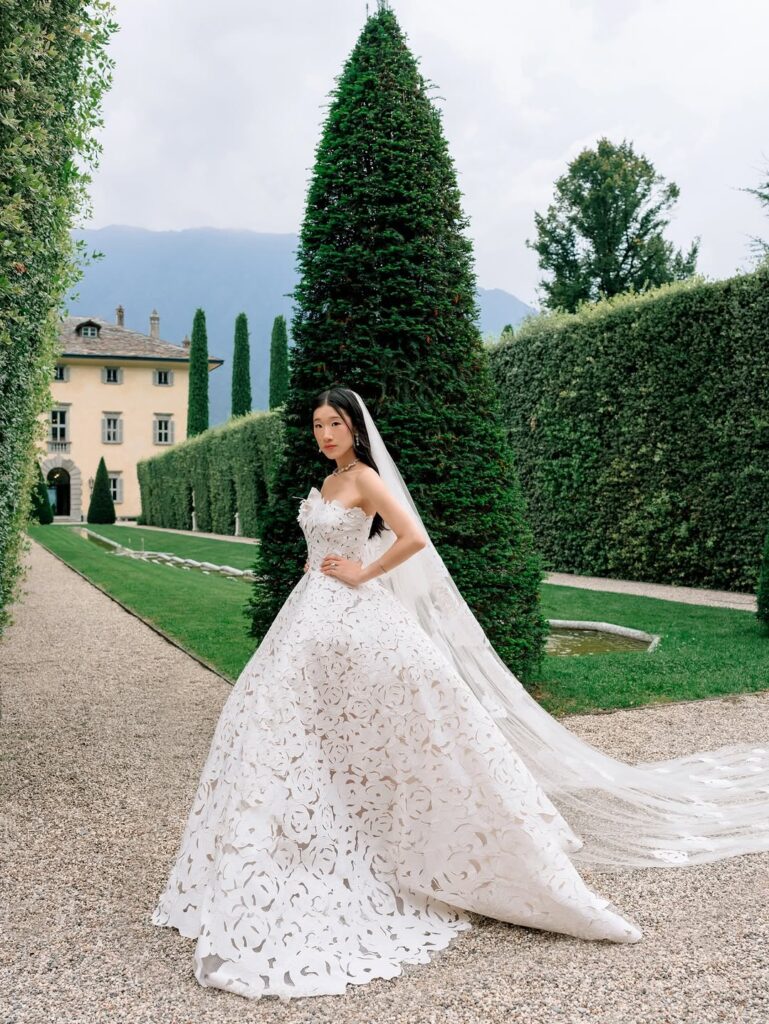 Against All Forecasts, Becca Bloom’s Lake Como Wedding Was Blessed by Clear Skies 5 Becca Bloom Wedding Dress by Oscar de la Renta